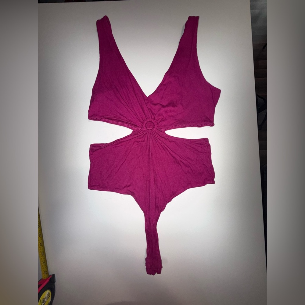 Berry color cutout bodysuit XL